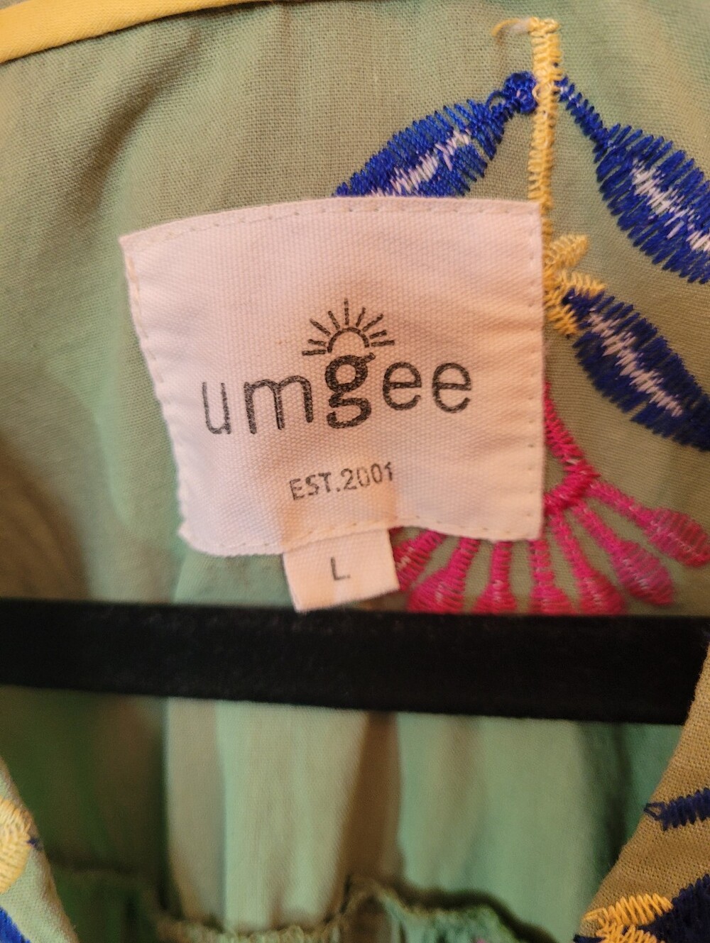Umgee Womens Green Floral Embroidered Boho Midi Dress Large - Picture 4 of 9